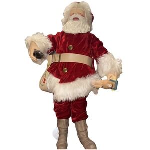 Vintage 1990 Coca-Cola SantaClaus Doll Plush 20" with Bunny‎ and Stand